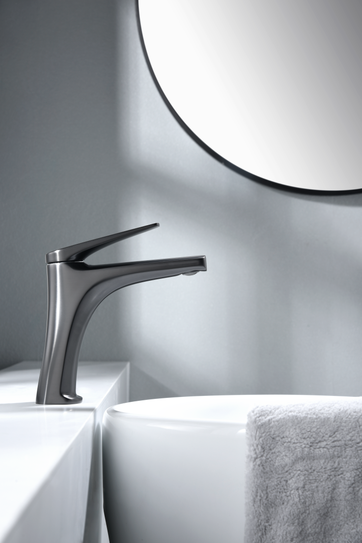 Black gun metal Delos single-lever basin faucet by Imex 