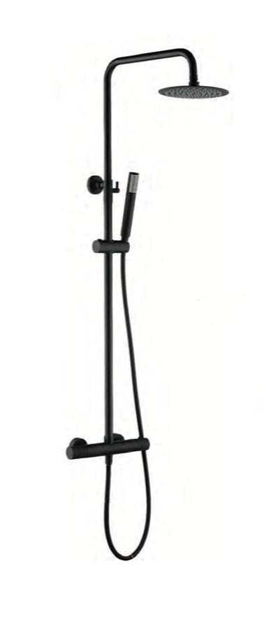 Imex Line matte black thermostatic shower bar taps 