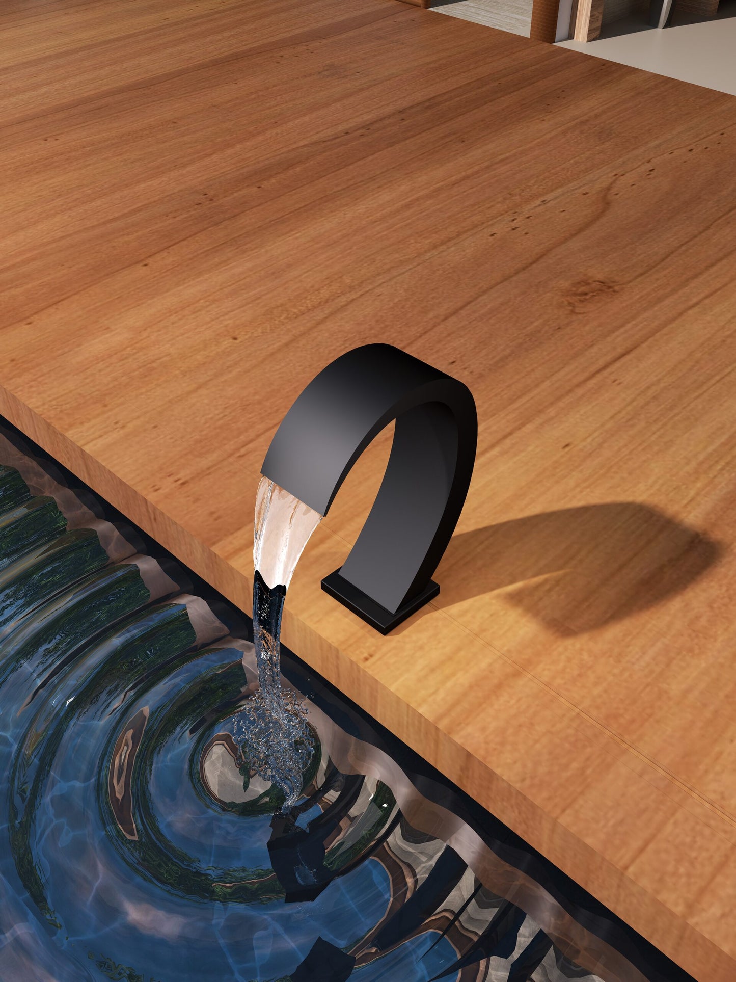 Iguazu Curved Pool Waterfall | Matte Black S.316 Stainless Steel – Poolimex