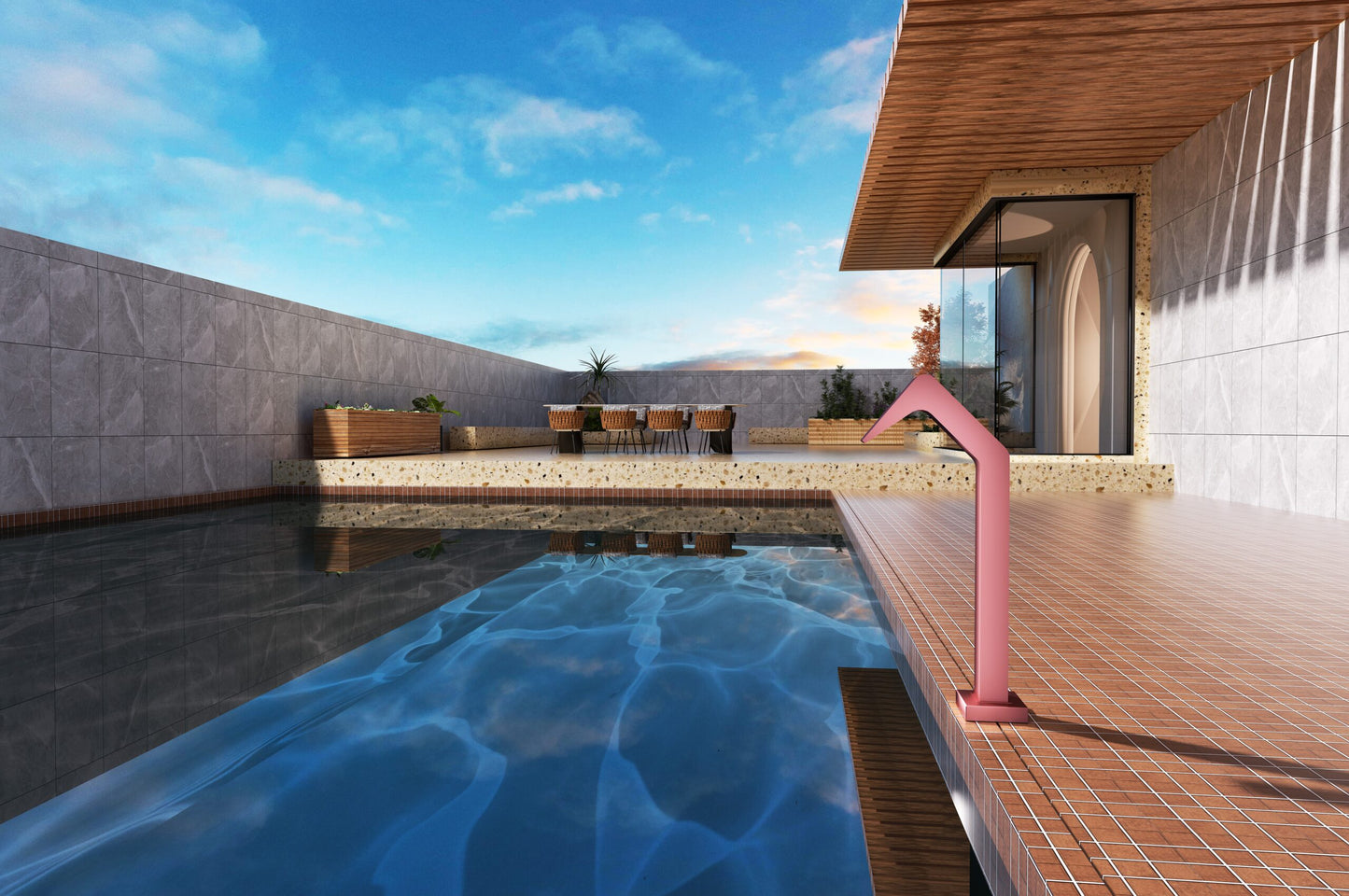 Cascada Piscina Acero Inox S.316 Serie Niagara | Rosa Coral – Poolimex
