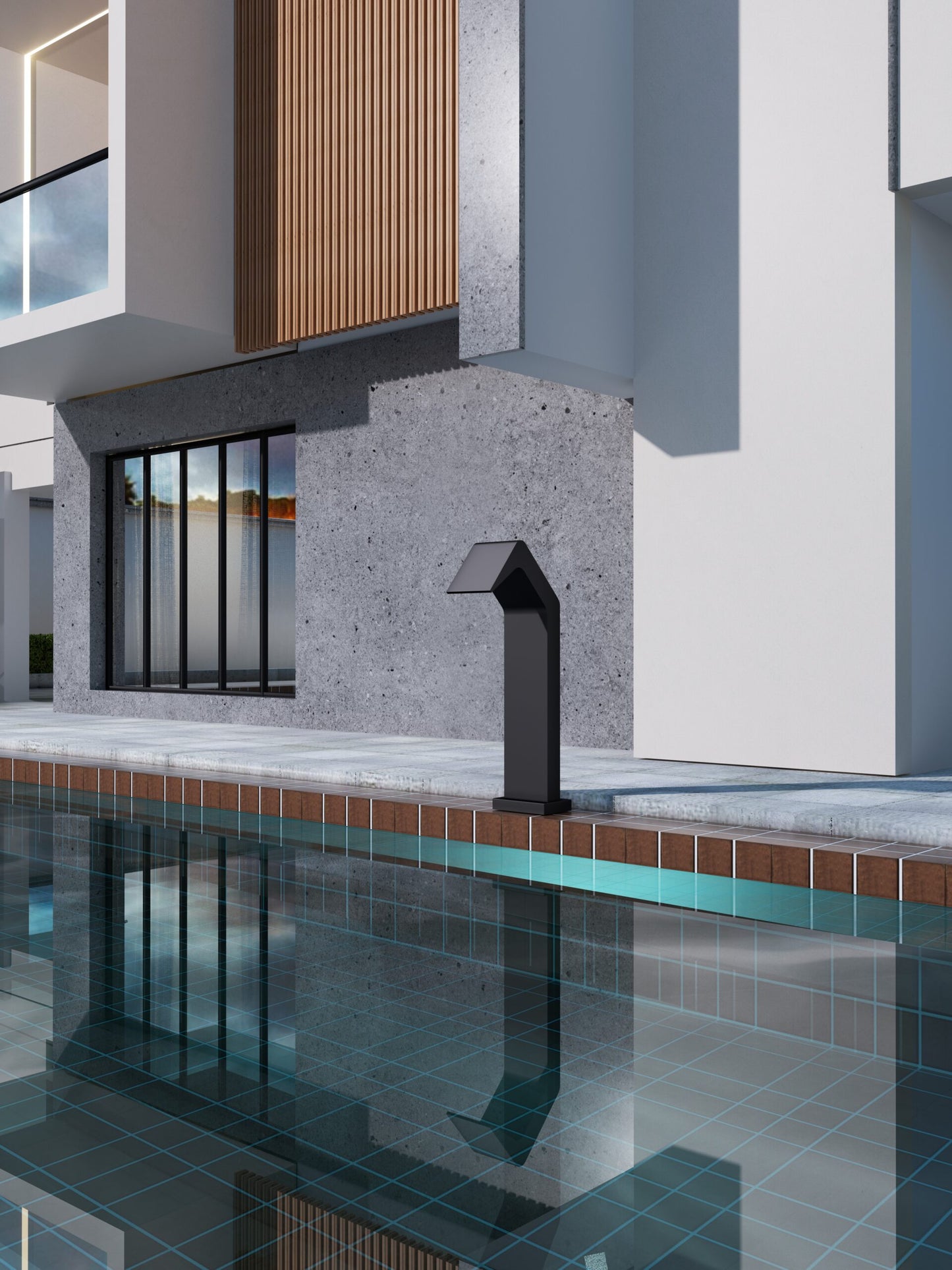 Niagara Matte Black 316 Stainless Steel Large Pool Waterfall | Poolimex