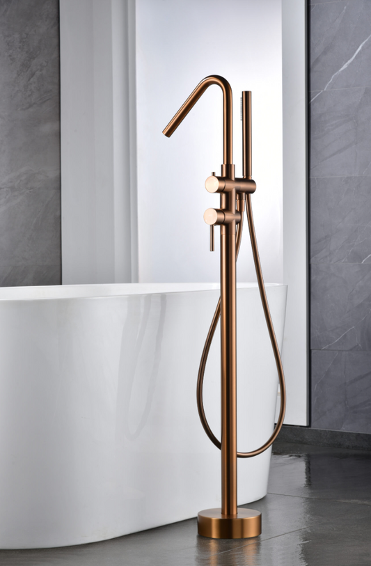 Corcega Brushed Rose Gold Freestanding Bathtub Faucet by Imex