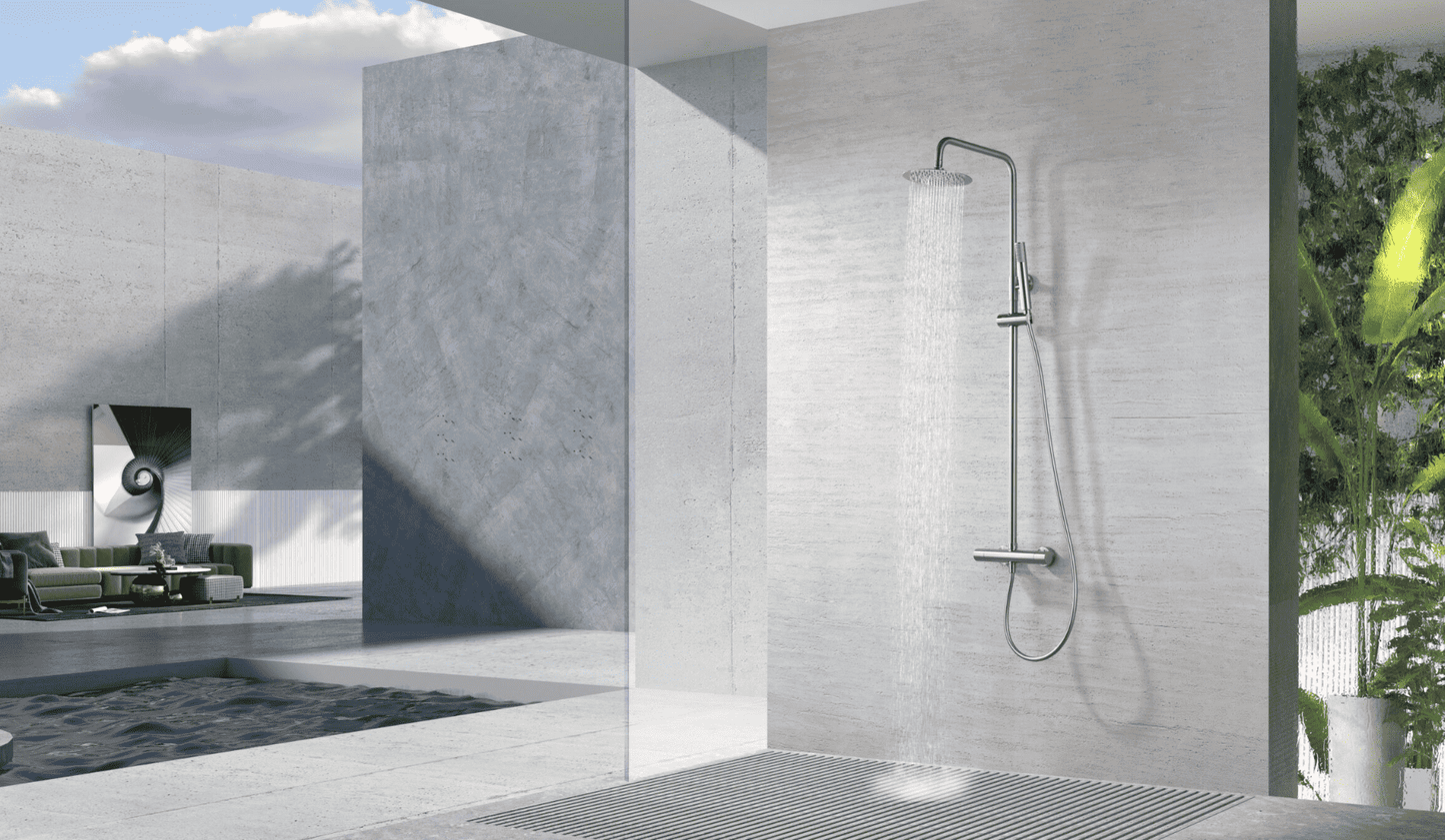 Monza Brushed Nickel Thermostatic Shower Bar - Imex | Precise Control