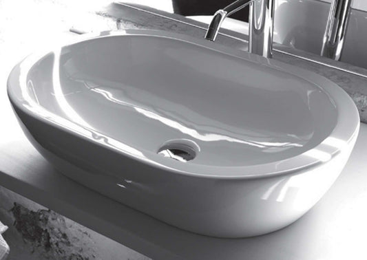 Lavabo Sobreencimera Oval BP030 Cerámica 60cm Altura Media - Balneo Toscia