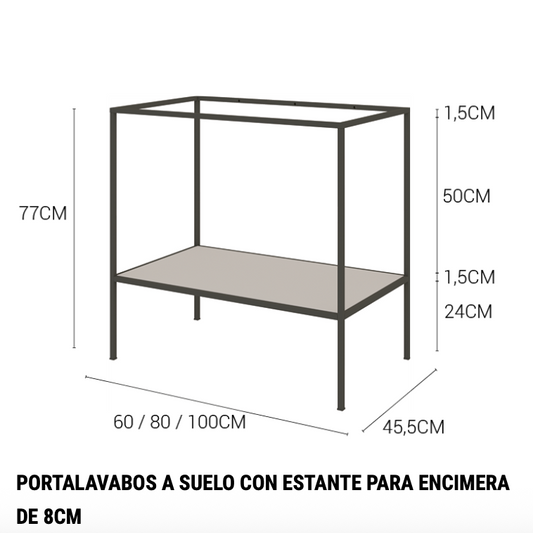 Tribeca floor-mounted washbasin cabinet with lower shelf by Maderó Atelier, Industrial style NEW!