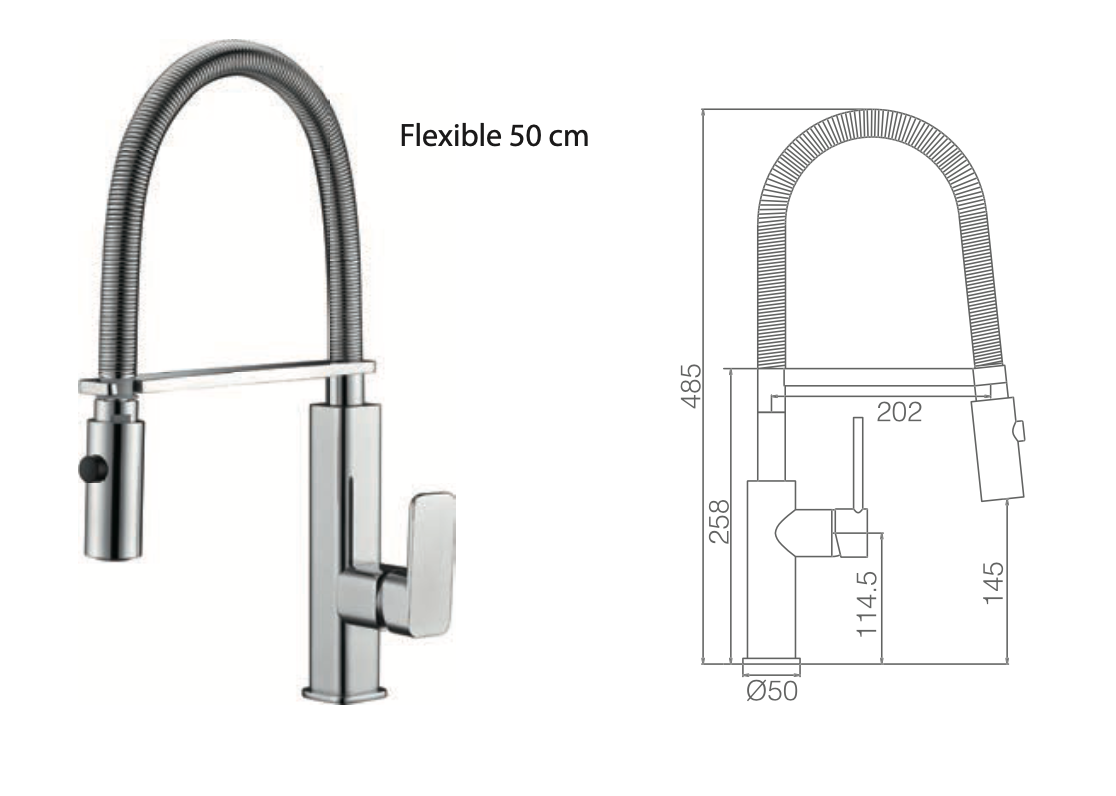 Imex Toulouse chrome pull-out single-lever kitchen faucet