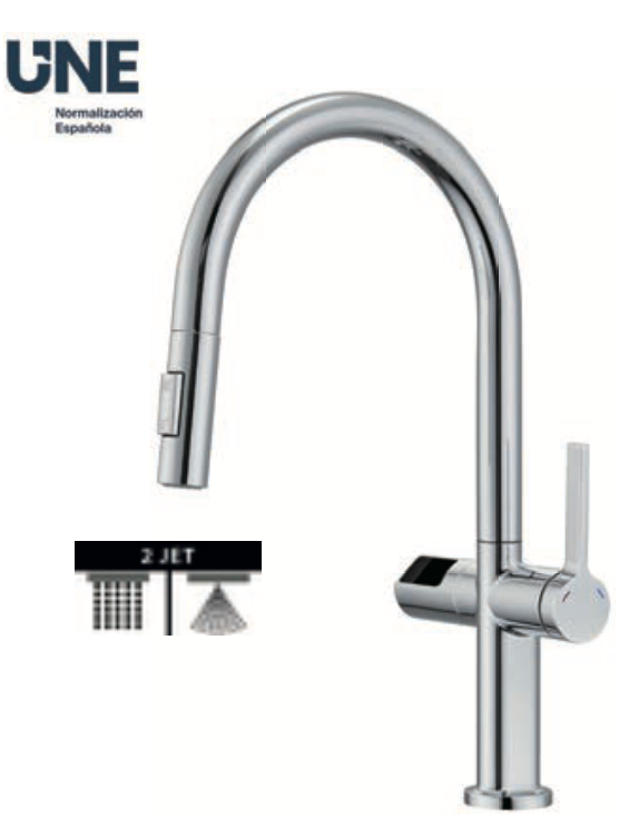 Robinet de cuisine extractible chromé Imex Turin avec capteur