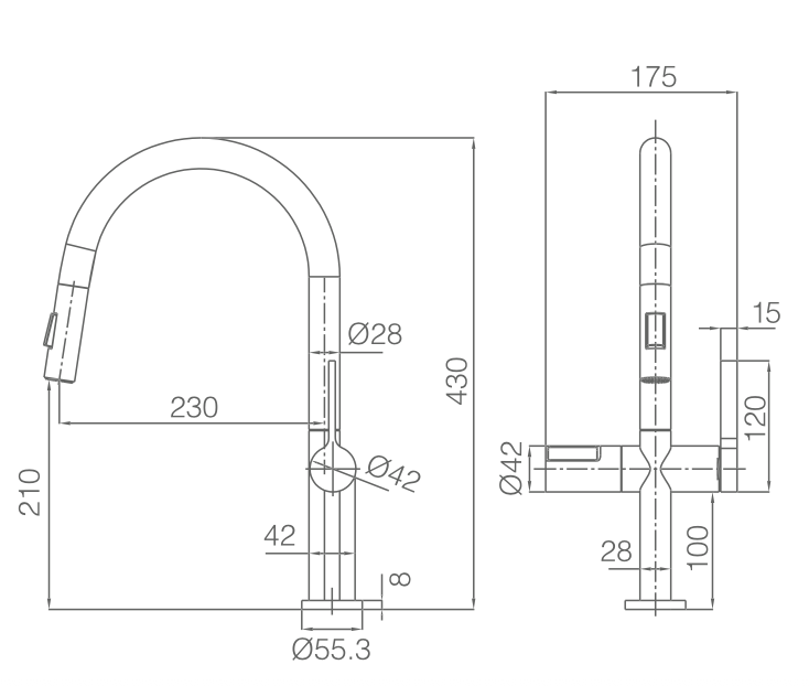 Robinet de cuisine extractible noir mat Imex Turin avec capteur
