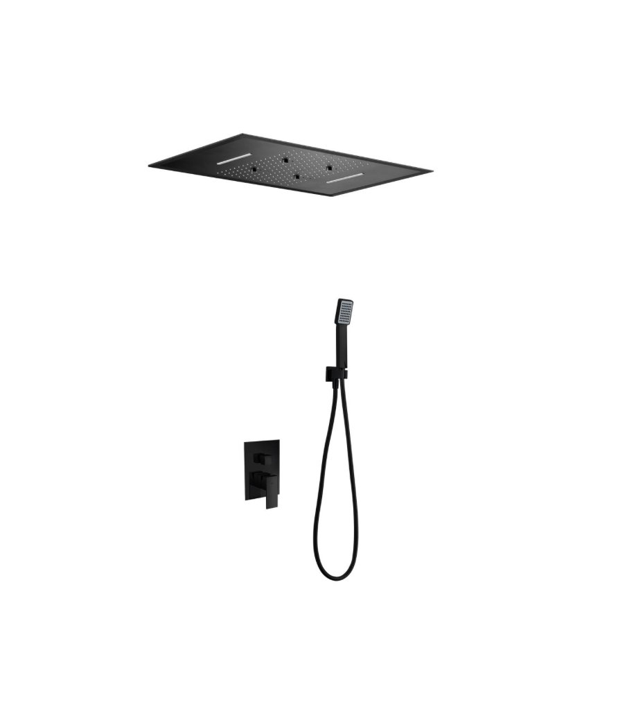 Conjunto ducha monomando empotrada con premarco Sumatra negro de Imex
