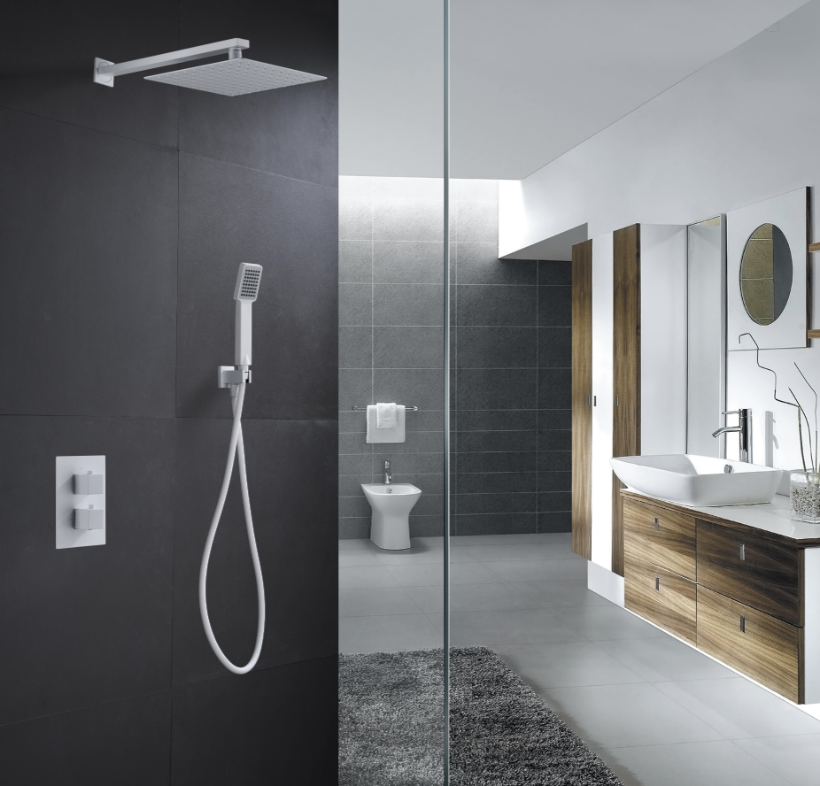 Conjunto ducha empotrado termostático blanco mate Cies de Imex