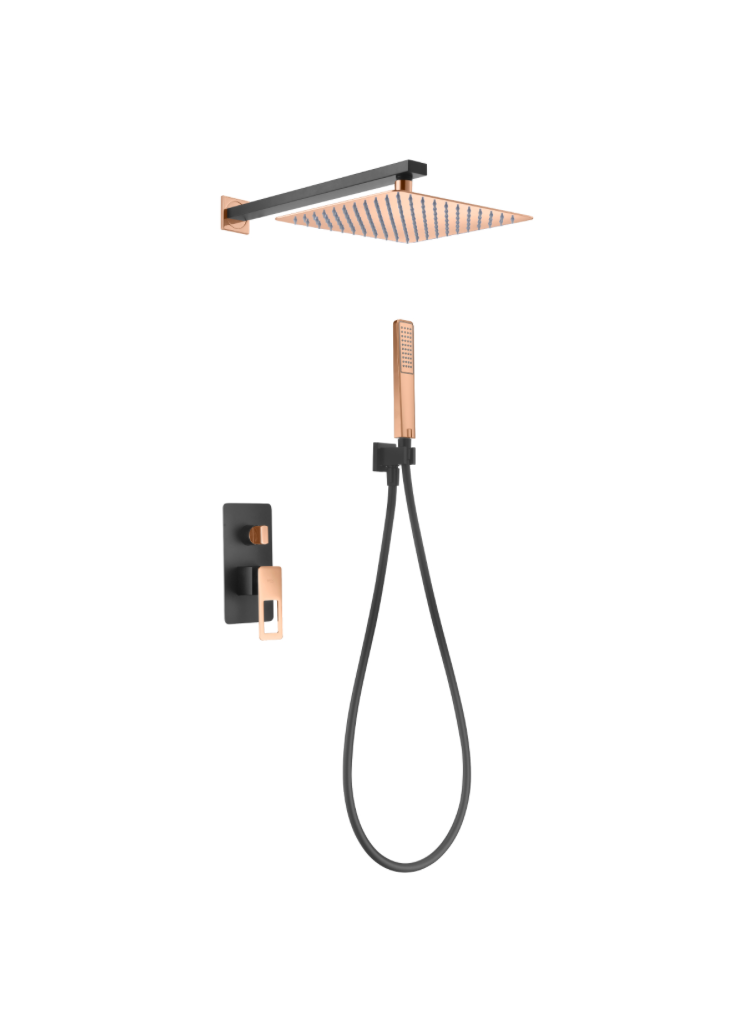 Conjunto de ducha monomando empotrado negro oro rosa Suecia de Imex