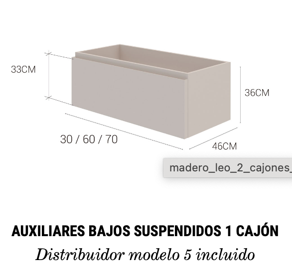 Mueble Auxiliar Suspendido Leo 1 Cajón - Fabricación Española | Maderó Atelier