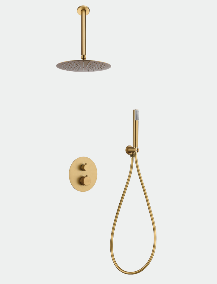 Top Brushed Gold Built-in Thermostatic Shower Set - Imex