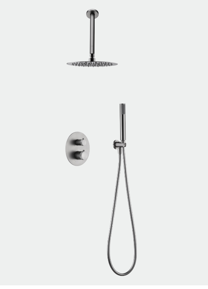 Top-of-the-line Built-in Thermostatic Shower Set, Brushed Nickel Finish - Imex