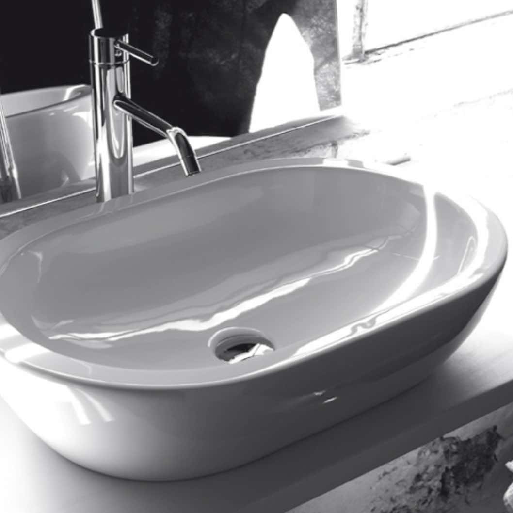 Lavabo Sobreencimera Oval BP030 Cerámica 60cm Altura Media - Balneo Toscia