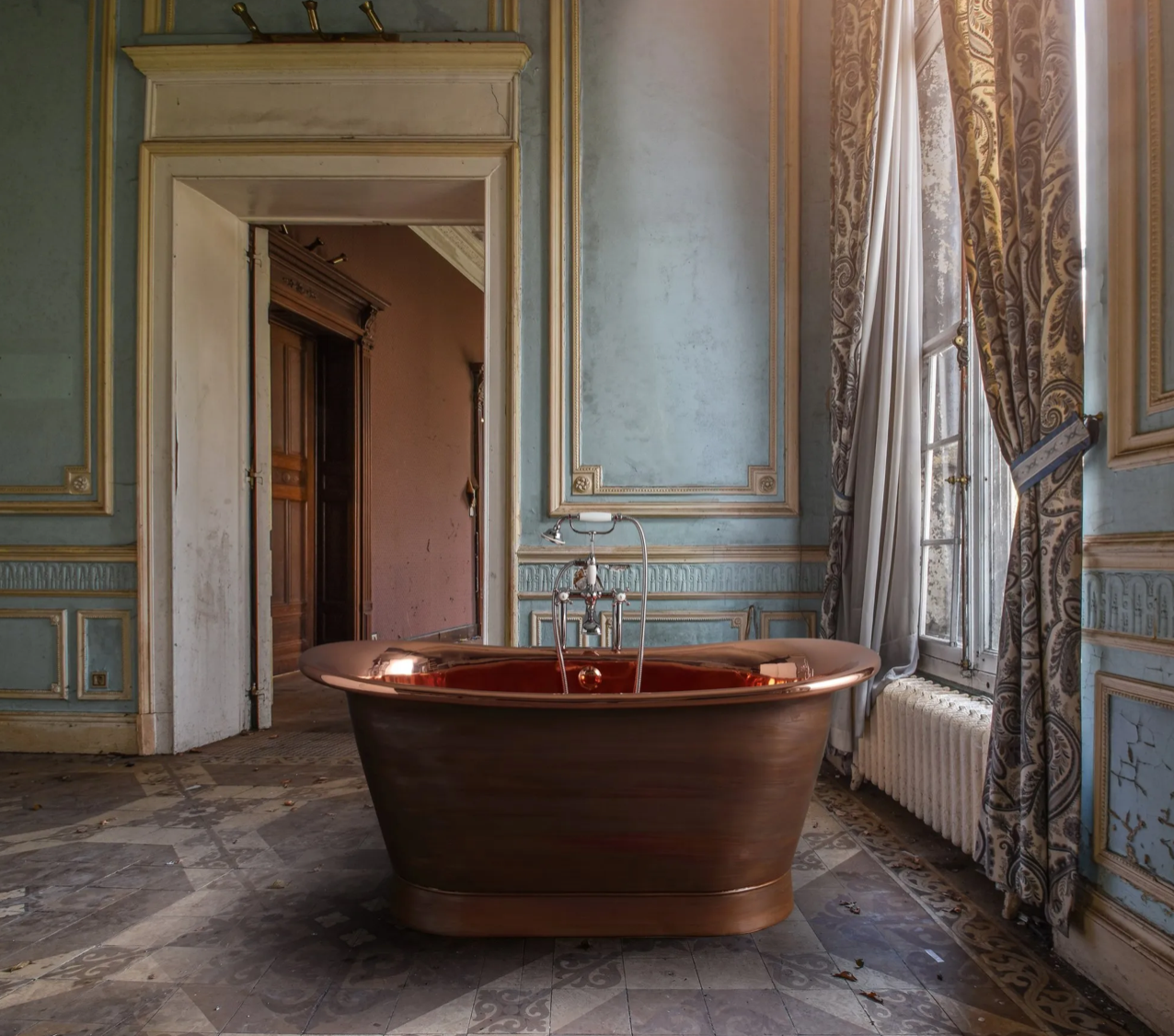Bañera de cobre Napoleon estilo Vintage
