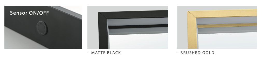 Square mirror with perimeter light integrated into Ability frame by Ledimex