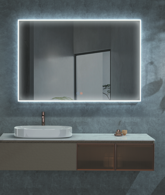 Square bathroom mirror illuminated frame Boston by Ledimex