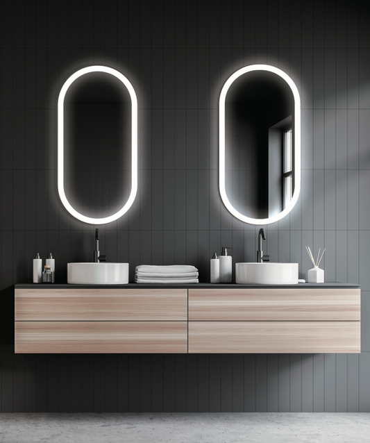 Miroir de salle de bain elliptique avec cadre lumineux Canada par Ledimex