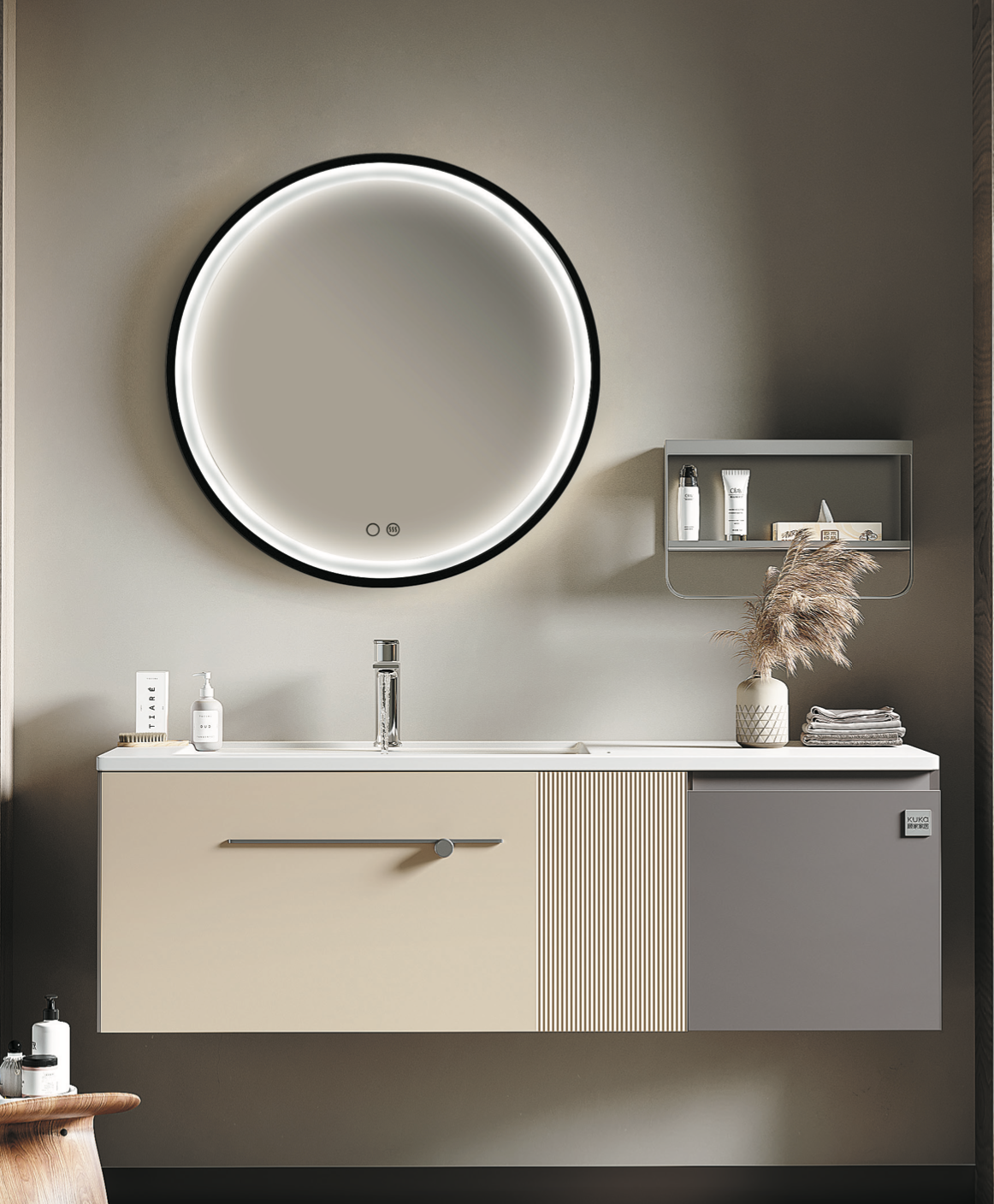 Round bathroom mirror with front light Paris by Ledimex