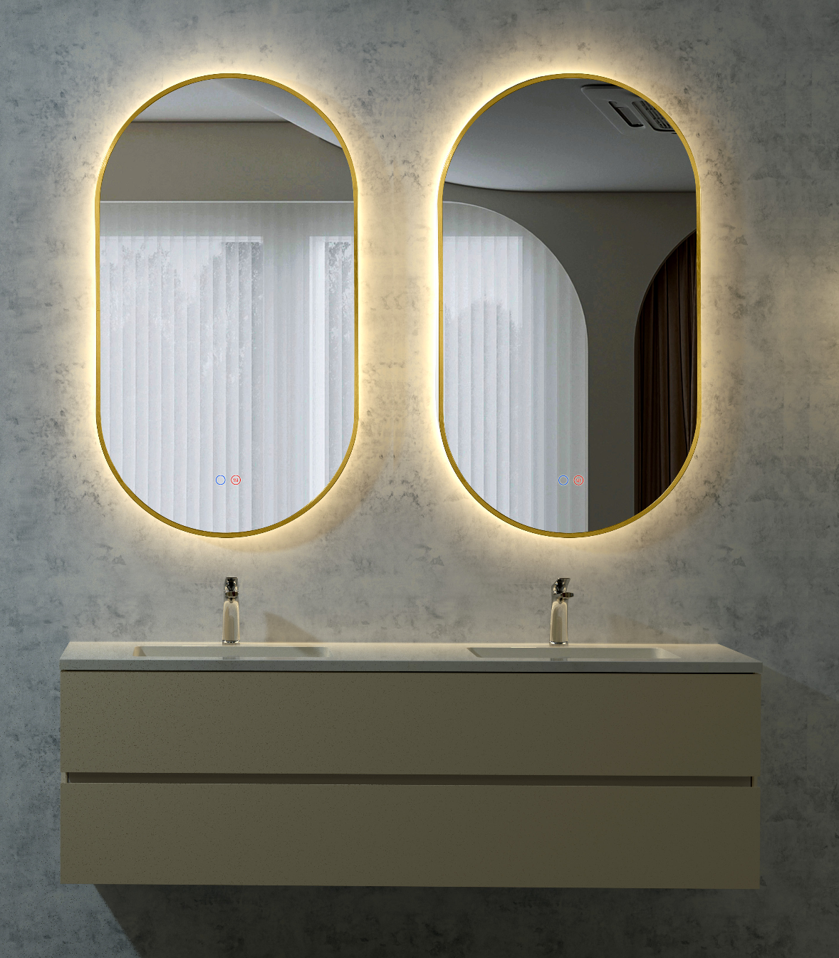 Tokyo backlit elliptical bathroom mirror by Ledimex in Industrial style