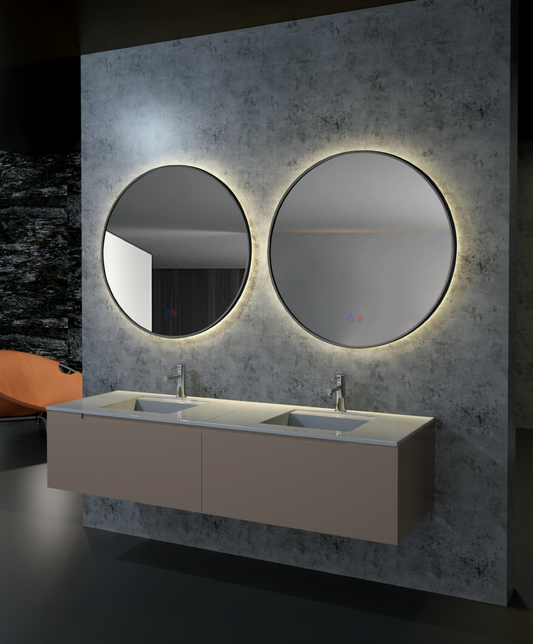 Backlit round bathroom mirror with Fun frame by Ledimex