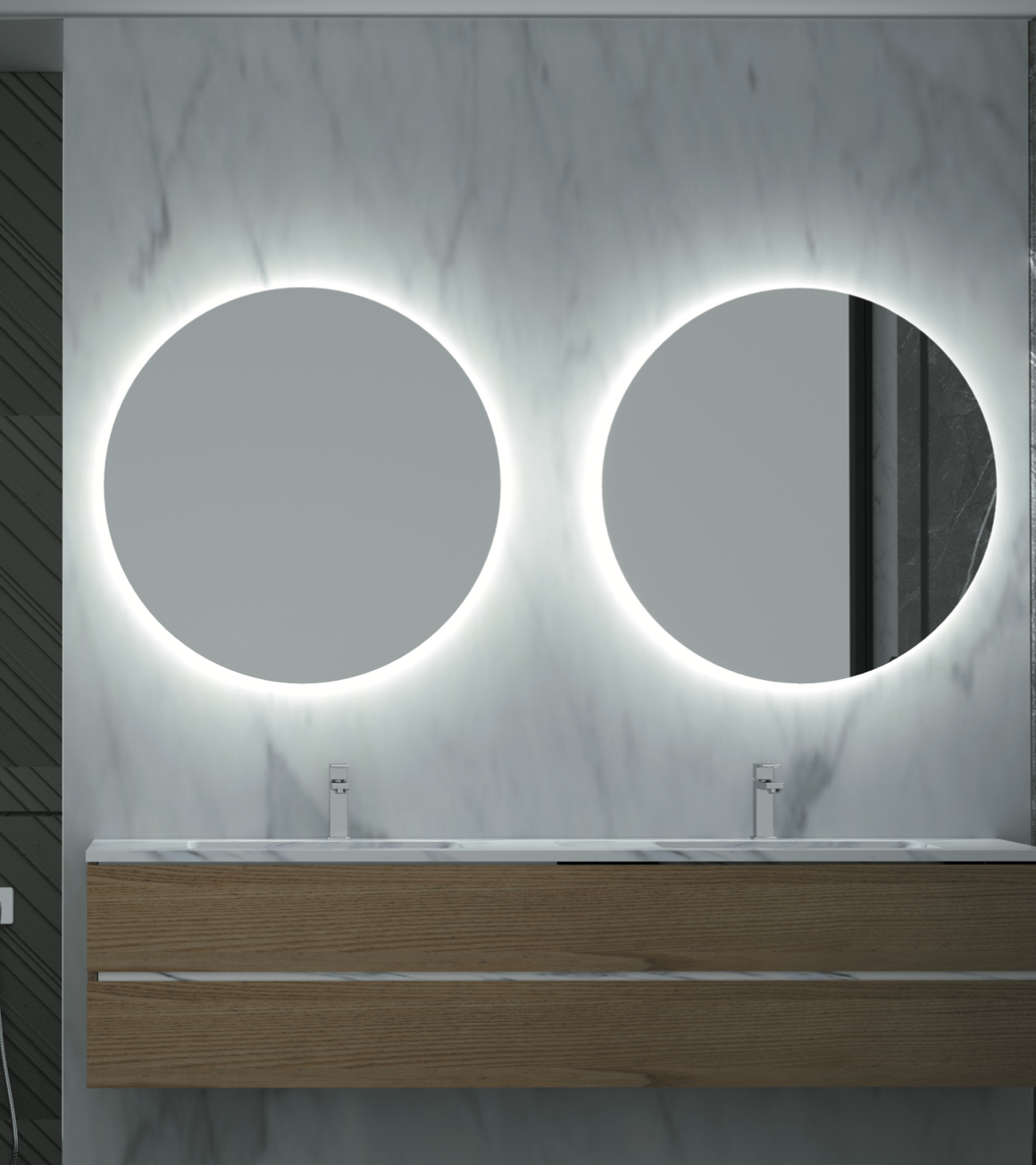 LED Oporto backlit round bathroom mirror by Ledimex