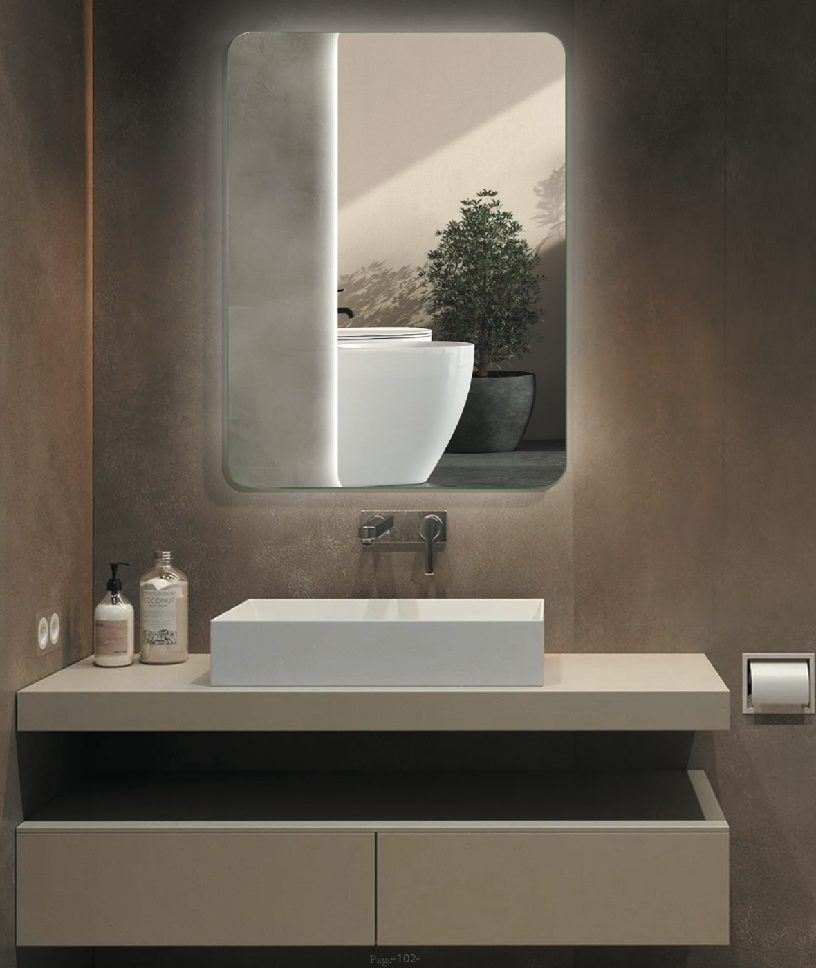 Miroir de salle de bain carré à bords arrondis rétroéclairé Danemark par Ledimex