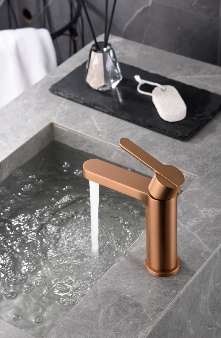Imex Roma brushed rose gold single-lever basin mixer taps