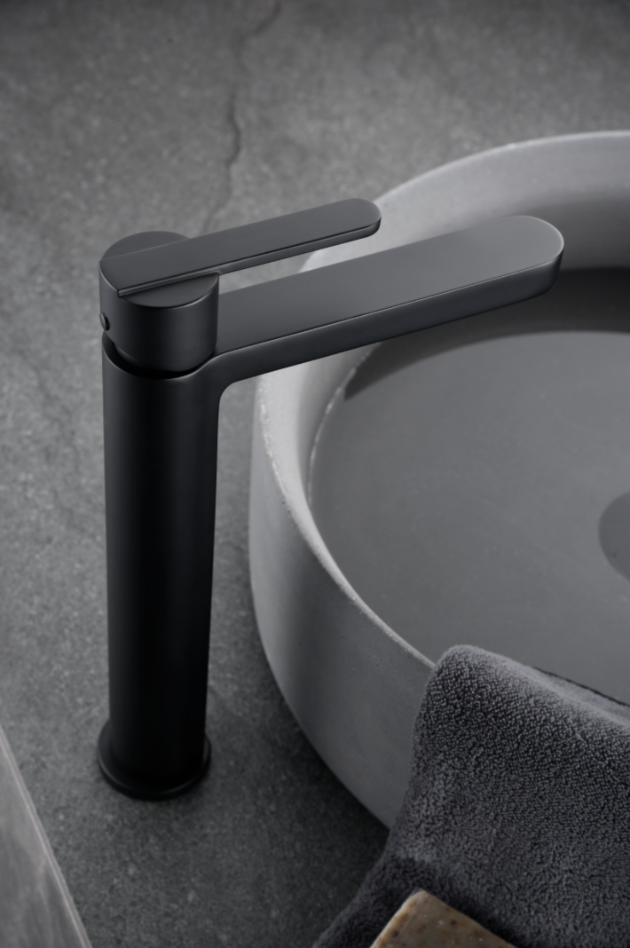 Imex Roma matte black high spout single-lever washbasin faucet