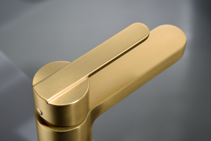 Imex Roma brushed gold high spout single-lever washbasin faucet