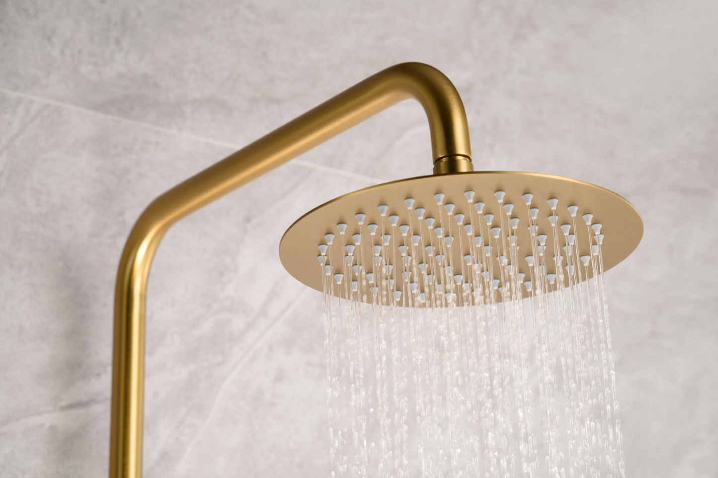 Imex Line brushed gold thermostatic shower bar taps 