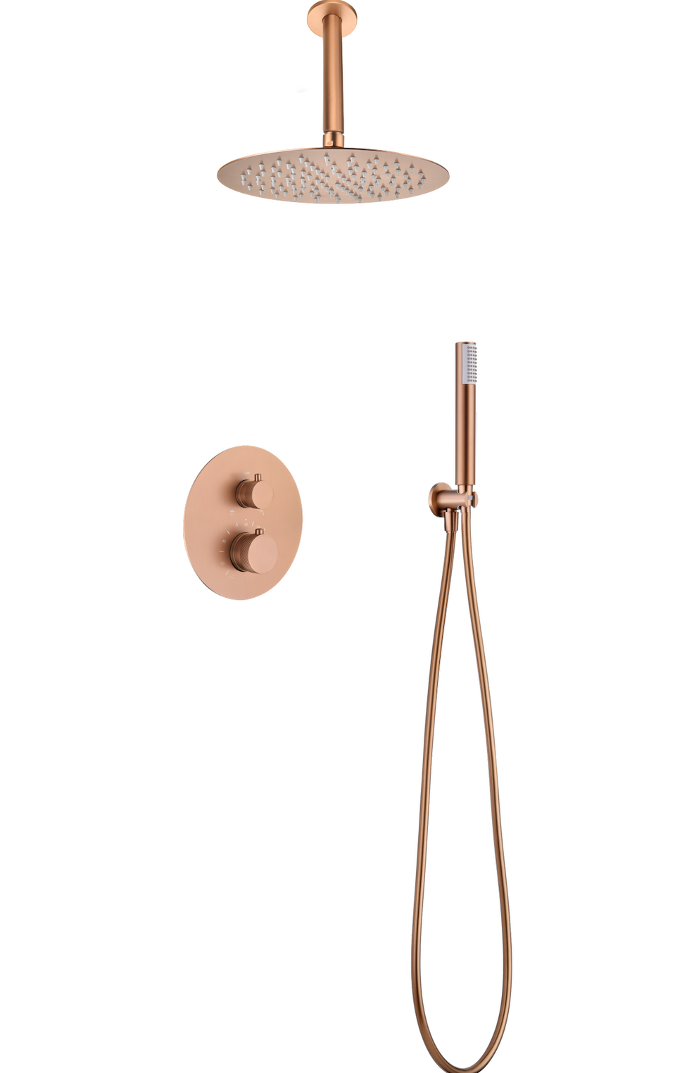 Imex Top brushed rose gold built-in thermostatic shower set 