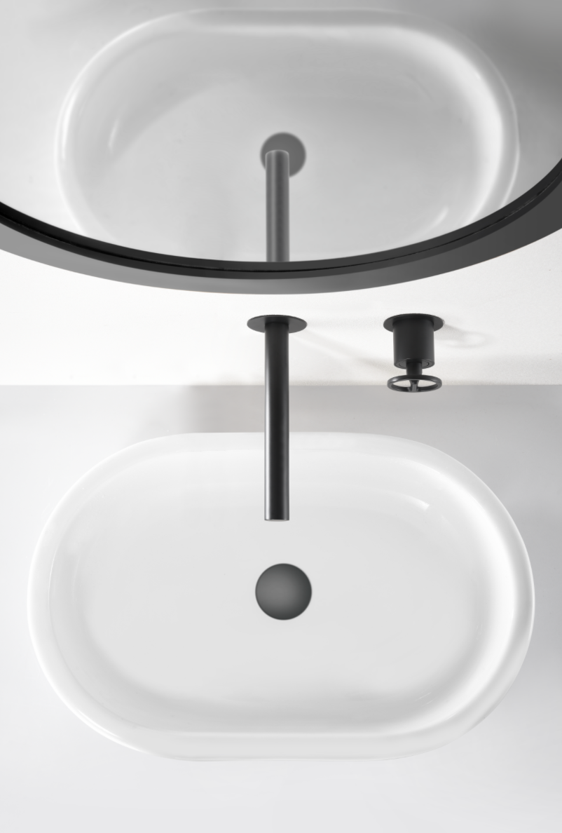 Olimpo matte black built-in sink taps by Imex 