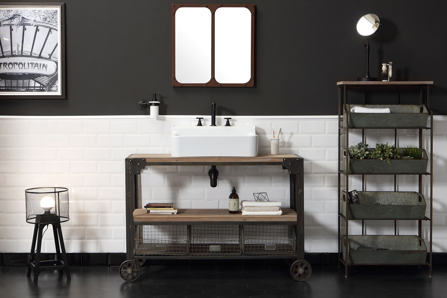 Meuble de salle de bain en bois Industrialis 1 de Balneo Toscia Style industriel