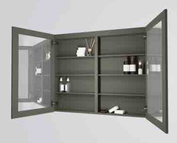 Bathroom dressing table with double rectangular mirror by Maderó Atelier 