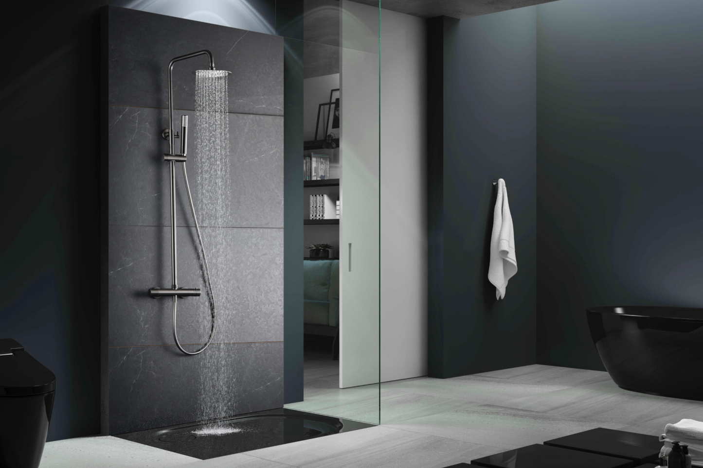 Imex Monza Black Gun Metal Thermostatic Shower Bar Faucet