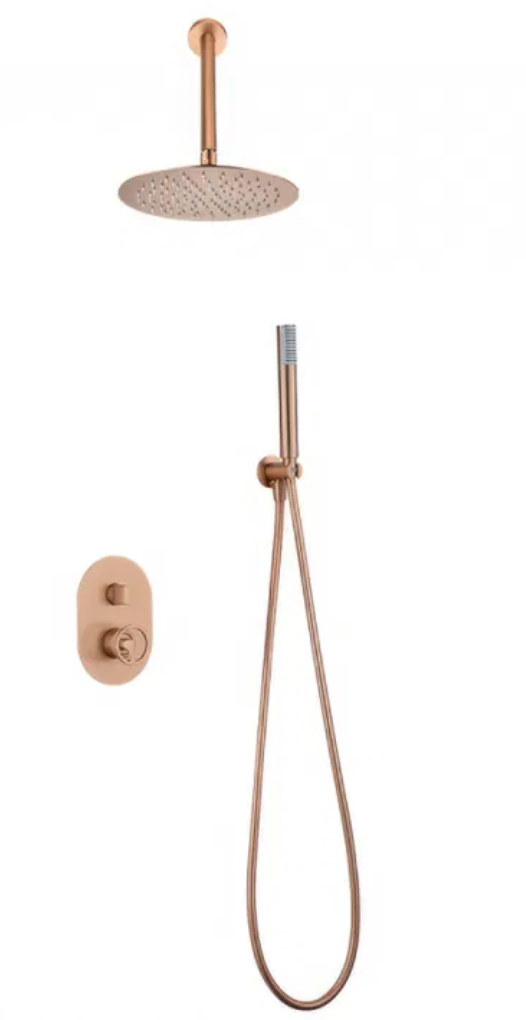 Olimpo brushed rose gold built-in shower set taps by Imex 