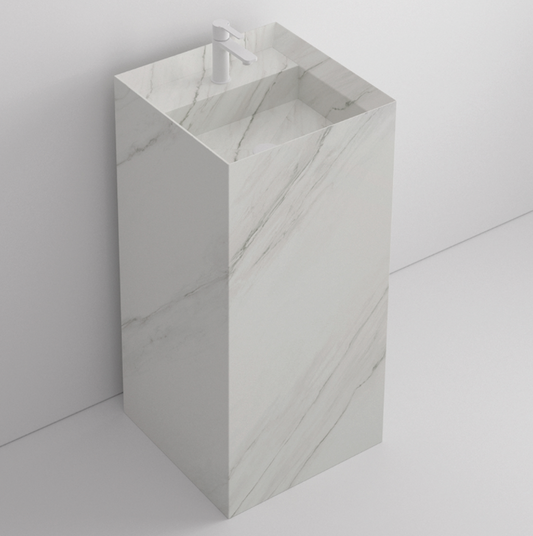 Lavabo con pedestal Monolito Porcelánico de Maderó Atelier