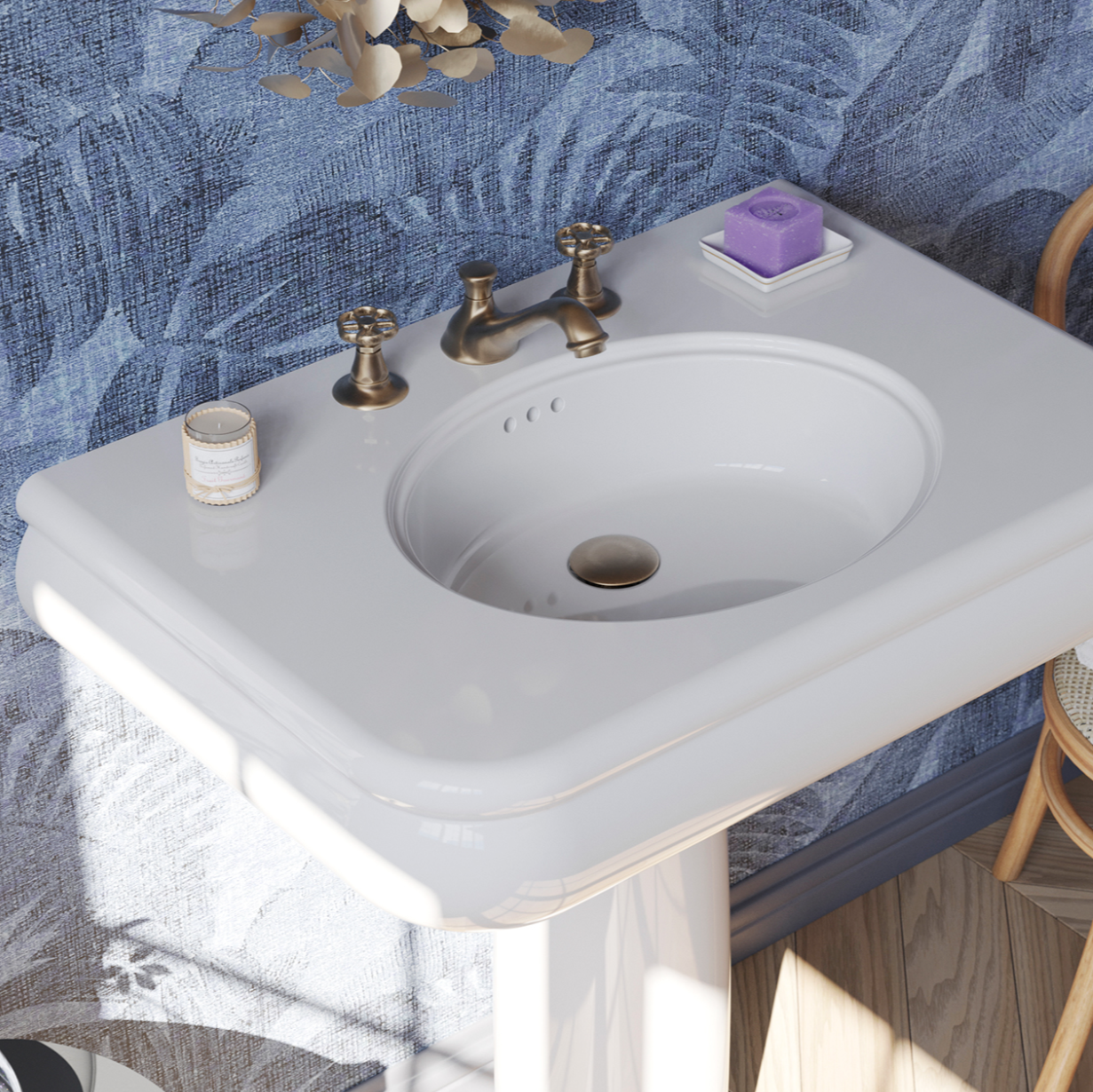 Lavabo cerámica mediano Romantica de Balneo Toscia estilo Vintage