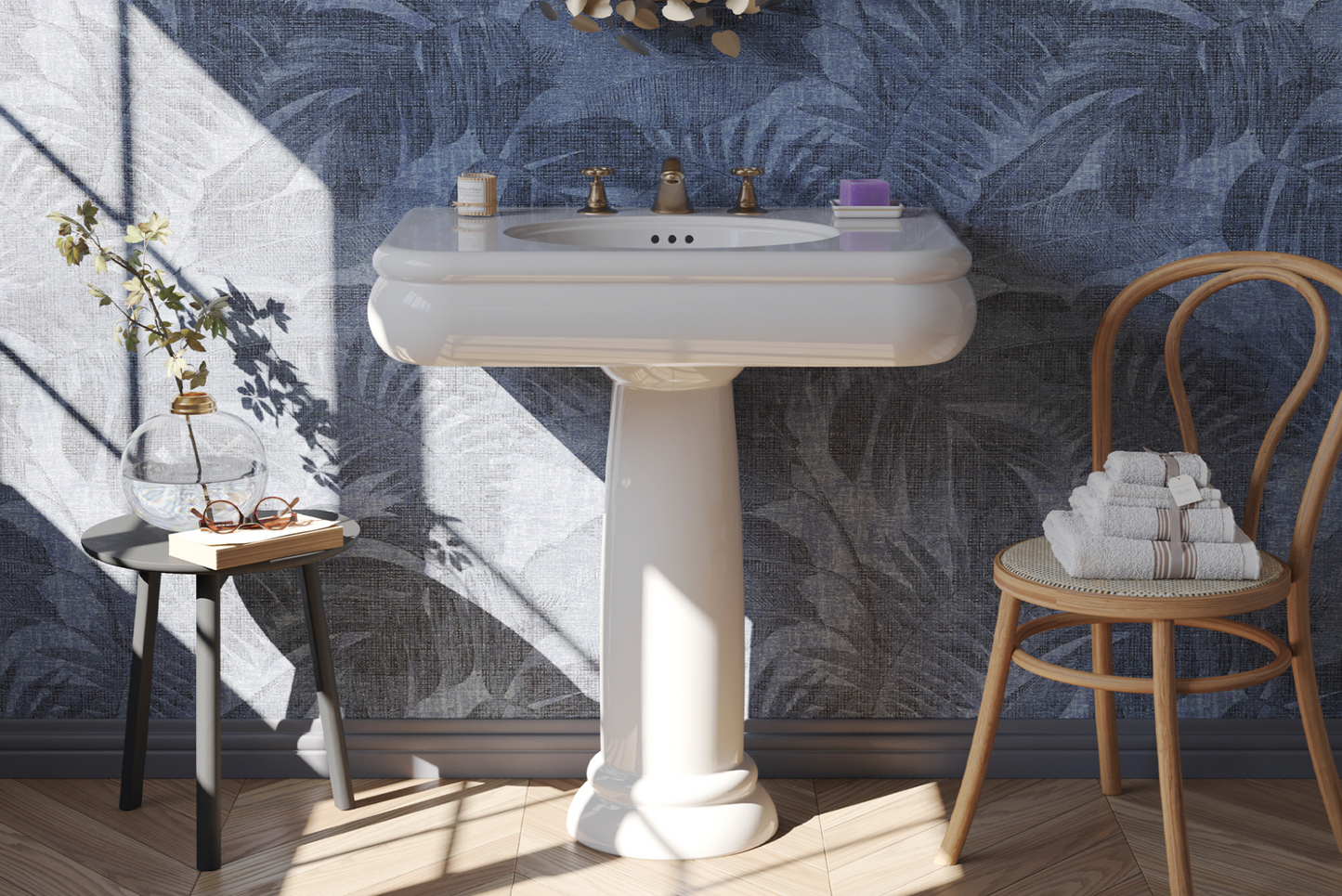 Pedestal cerámica para lavabos Romantica de Balneo Toscia estilo Vintage