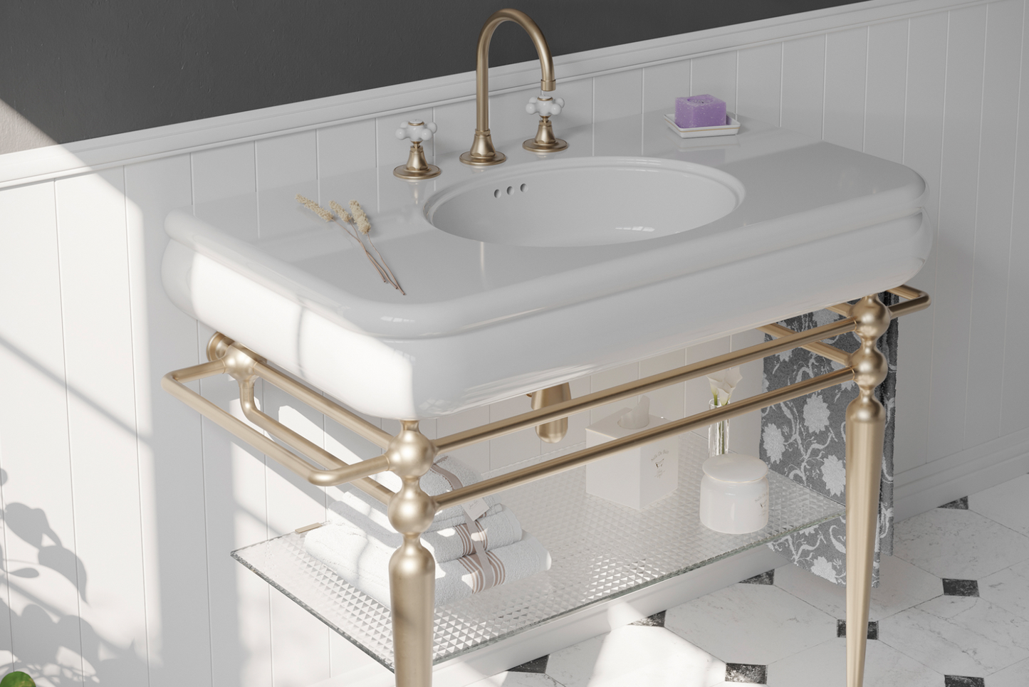 Lavabo cerámica grande Romantica de Balneo Toscia estilo Vintage