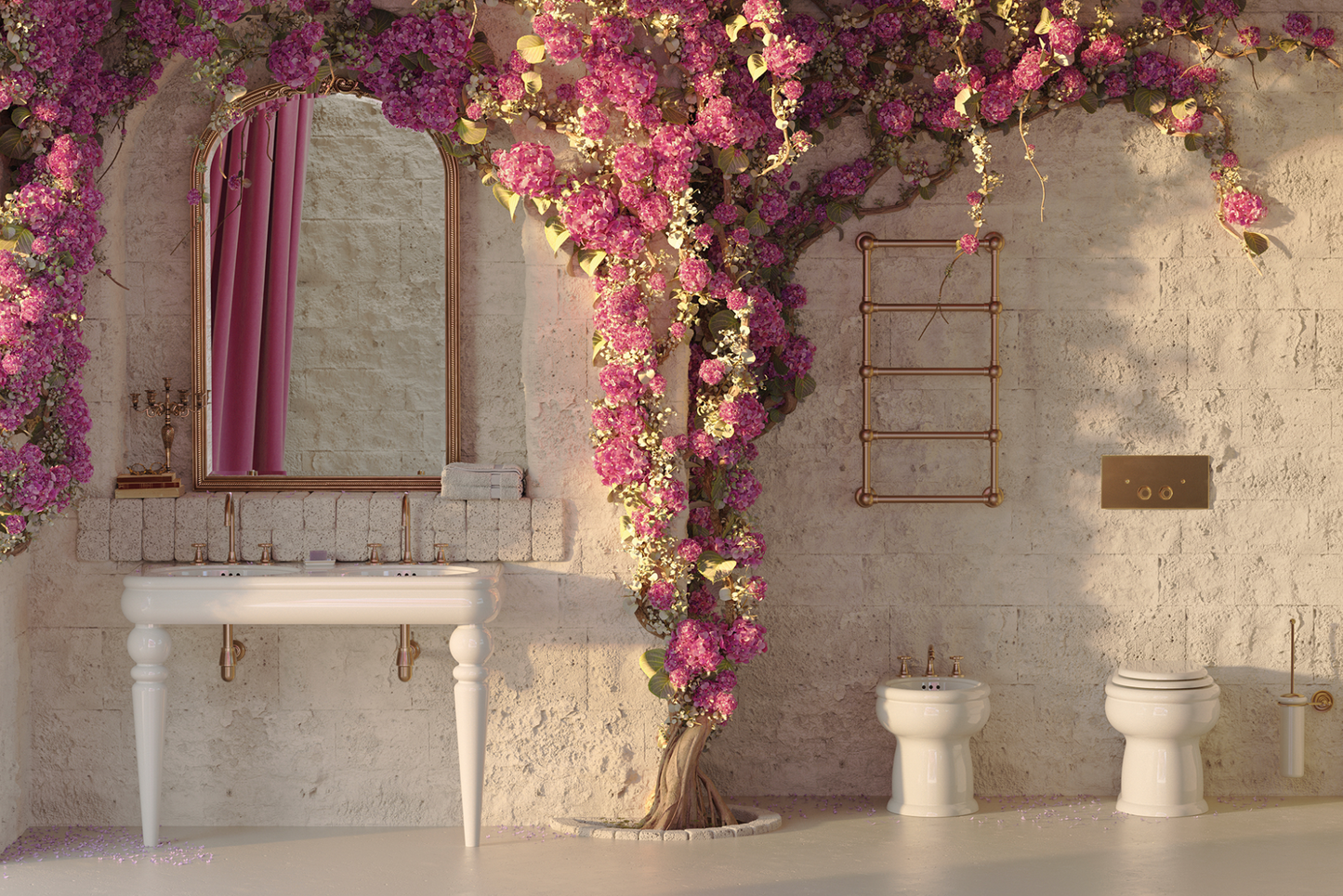 Large ceramic washbasin double basin Romantica by Balneo Toscia Vintage style