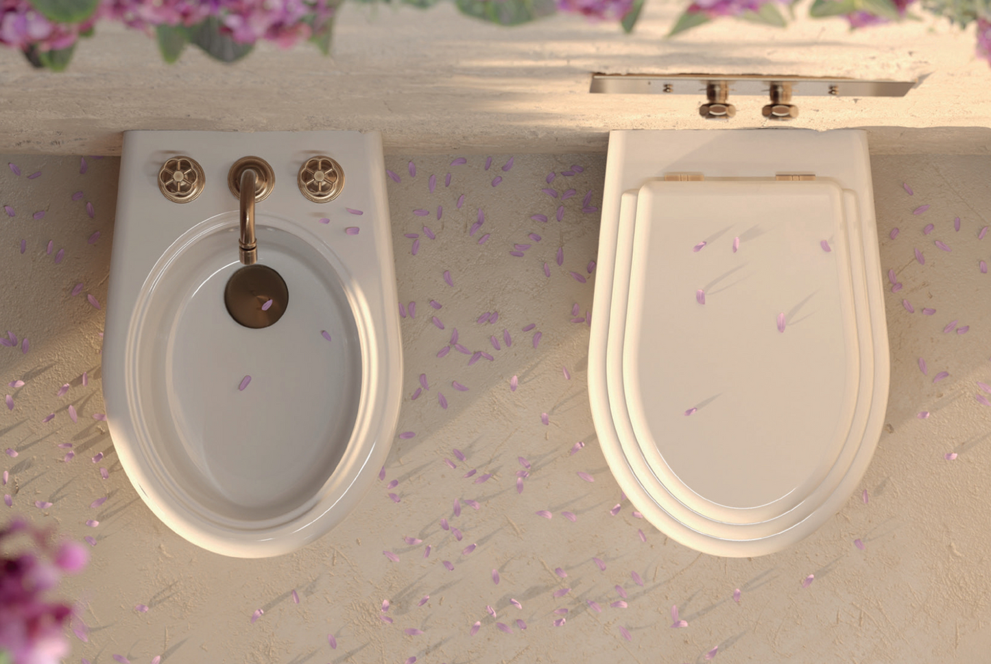 Abattant et couvercle de toilette, série Romantique, par Balneo Toscia, style vintage