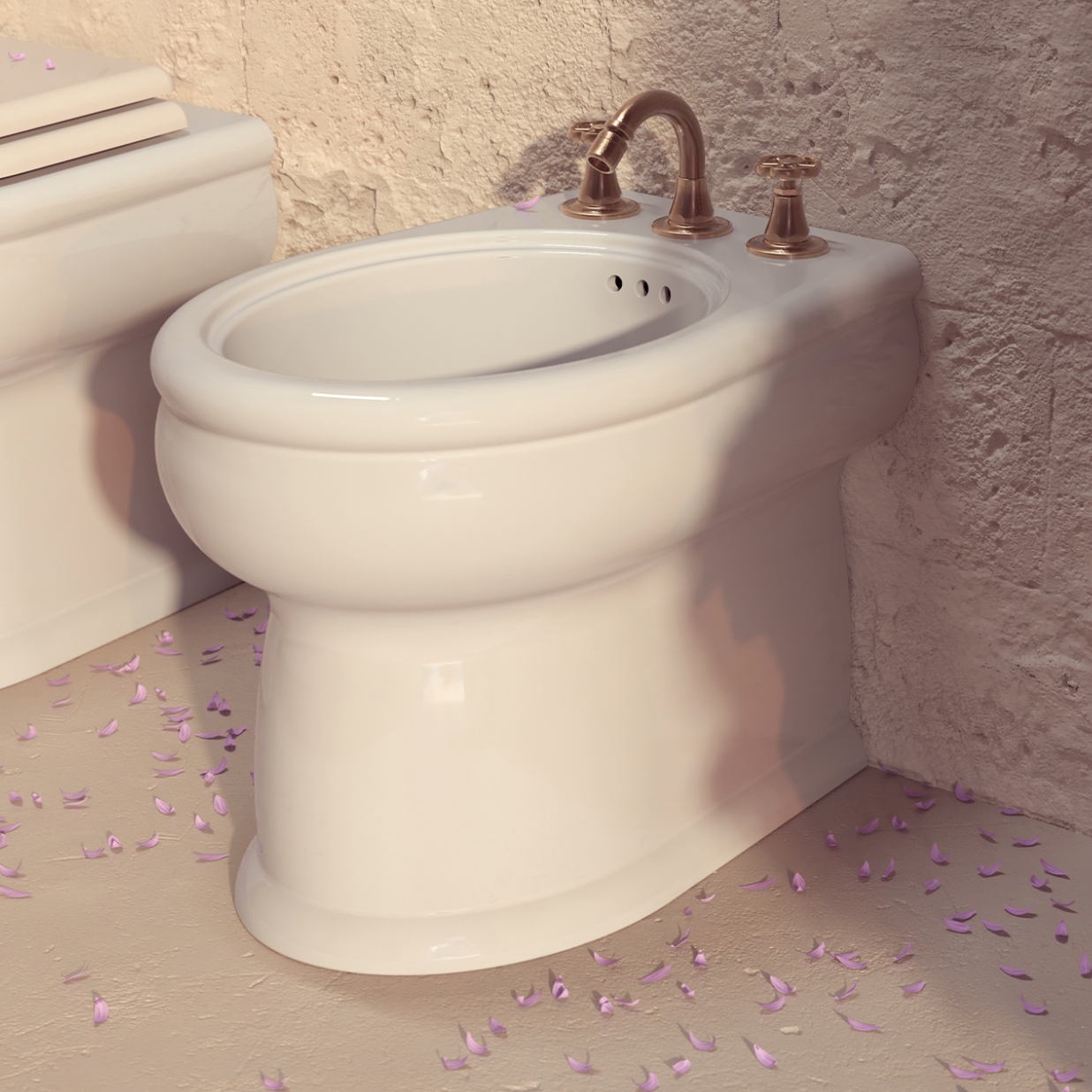 Bidet cerámica a suelo Romantica de estilo Vintage de Balneo Toscia