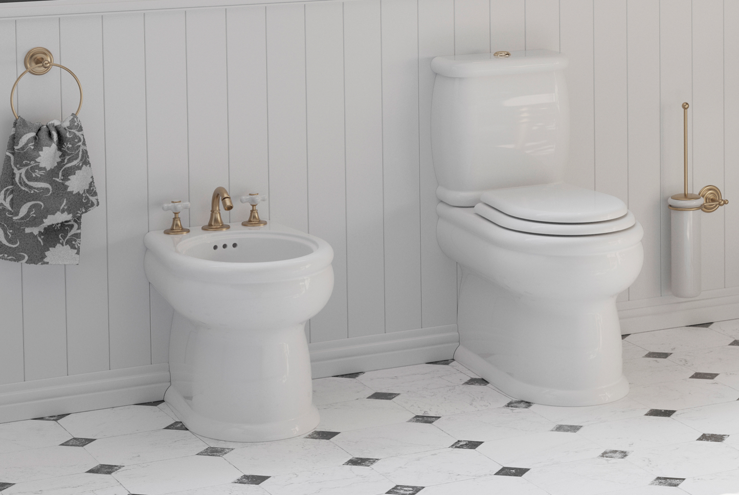 Bidet cerámica a suelo Romantica de estilo Vintage de Balneo Toscia