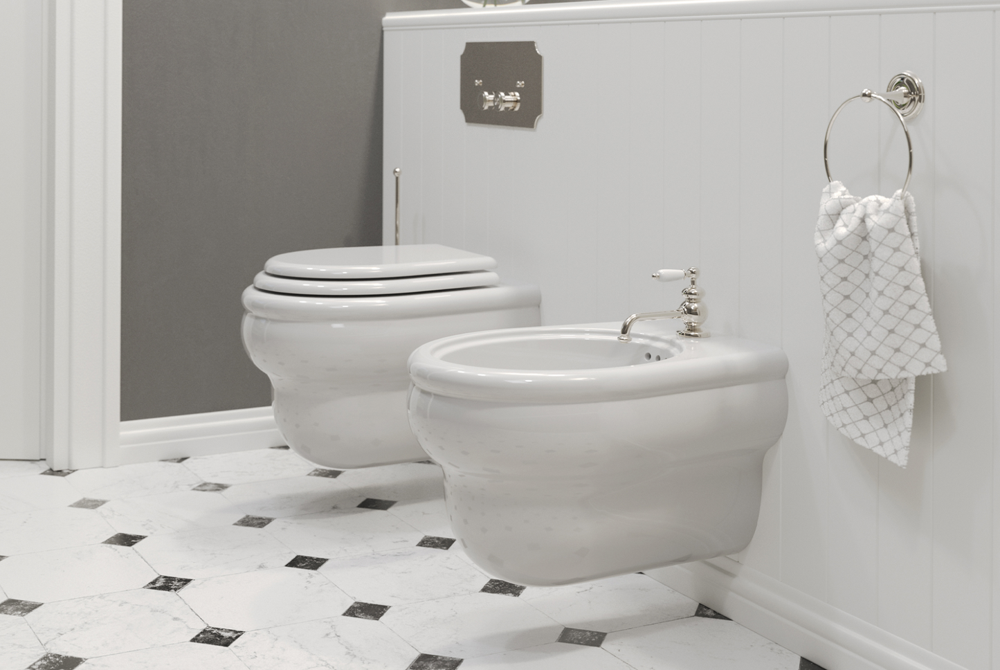 Romantica suspended ceramic toilet by Balneo Toscia Vintage style