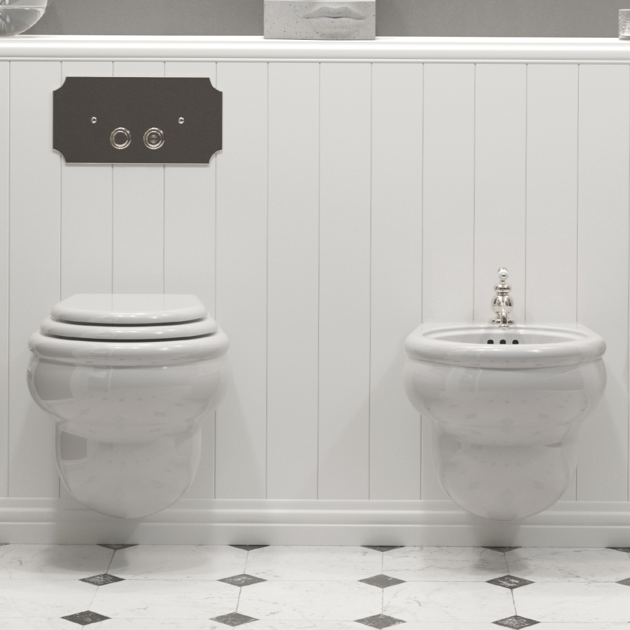 Romantica suspended ceramic toilet by Balneo Toscia Vintage style