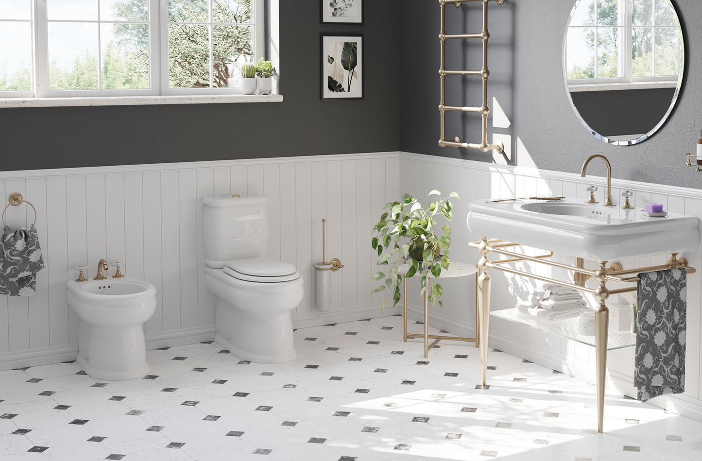 ambiente baño con piezas colección Romantica estilo vintage