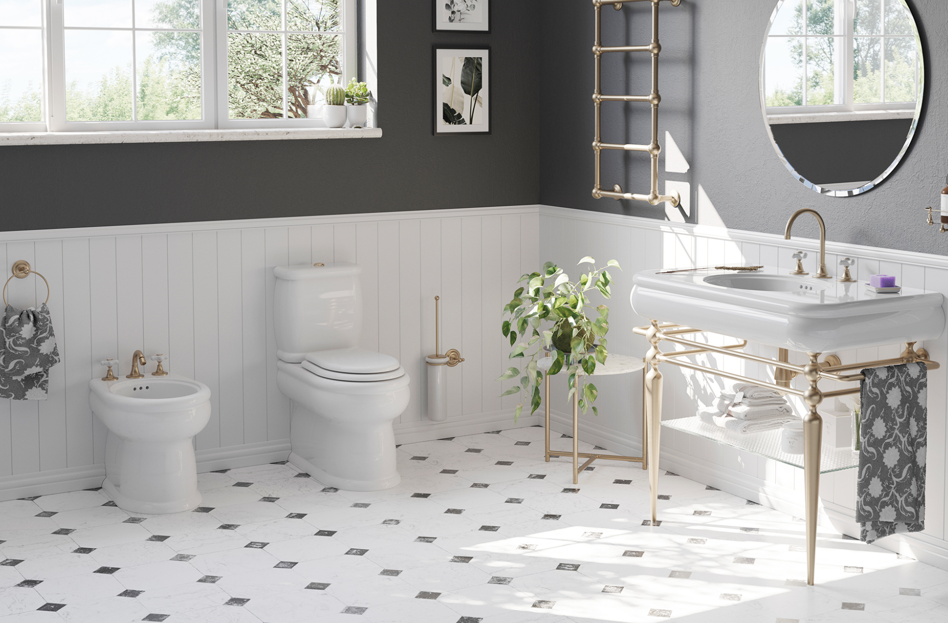 ambiente baño con piezas colección Romantica estilo vintage